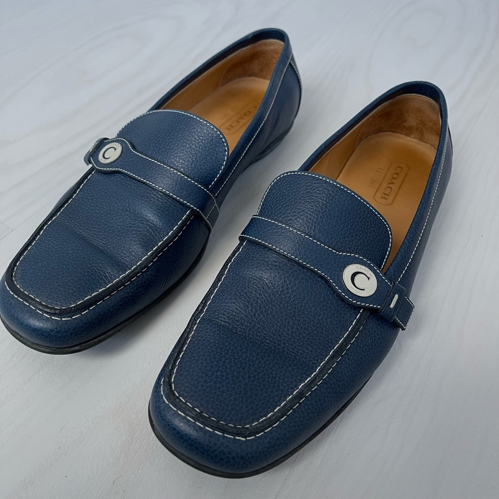 COACH Blue Leather Loafers Size 9 *LIKE NEW*